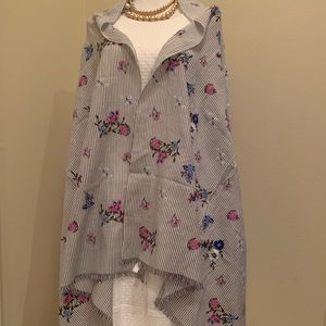 Talbots Pink and blue flowers scarf NWT